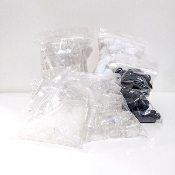 Bulk Lot of Empty Plastic Dropper Bottles Black & White Childproof Caps 2 Sizes - Picture 3 of 4